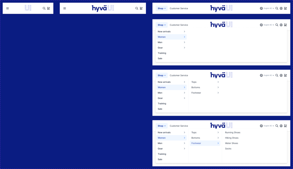 Shop dropdown - Hyvä UI