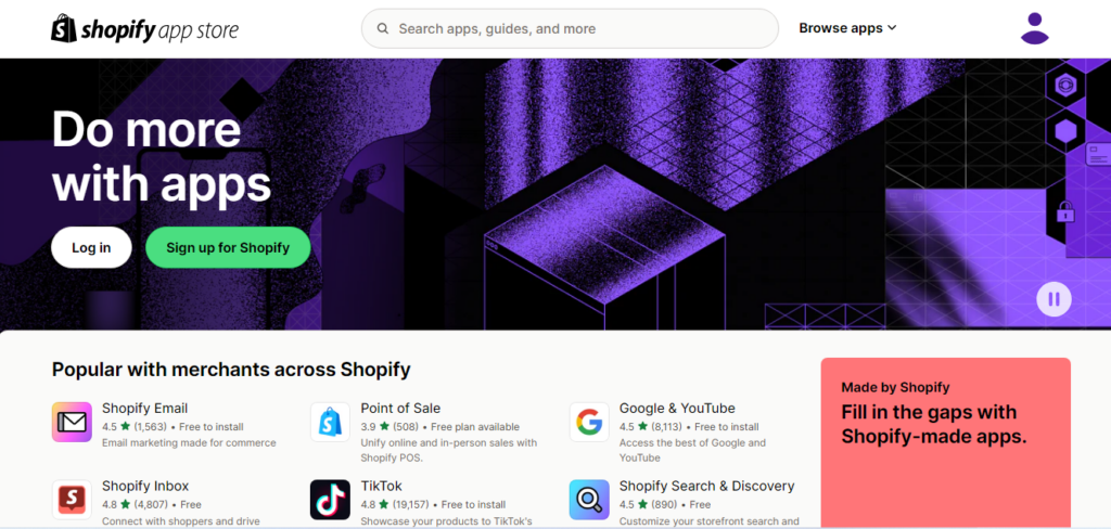 Shopify app store