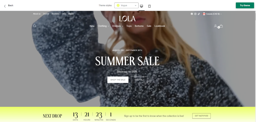 Stiletto – one of the best fashion themes for Shopify