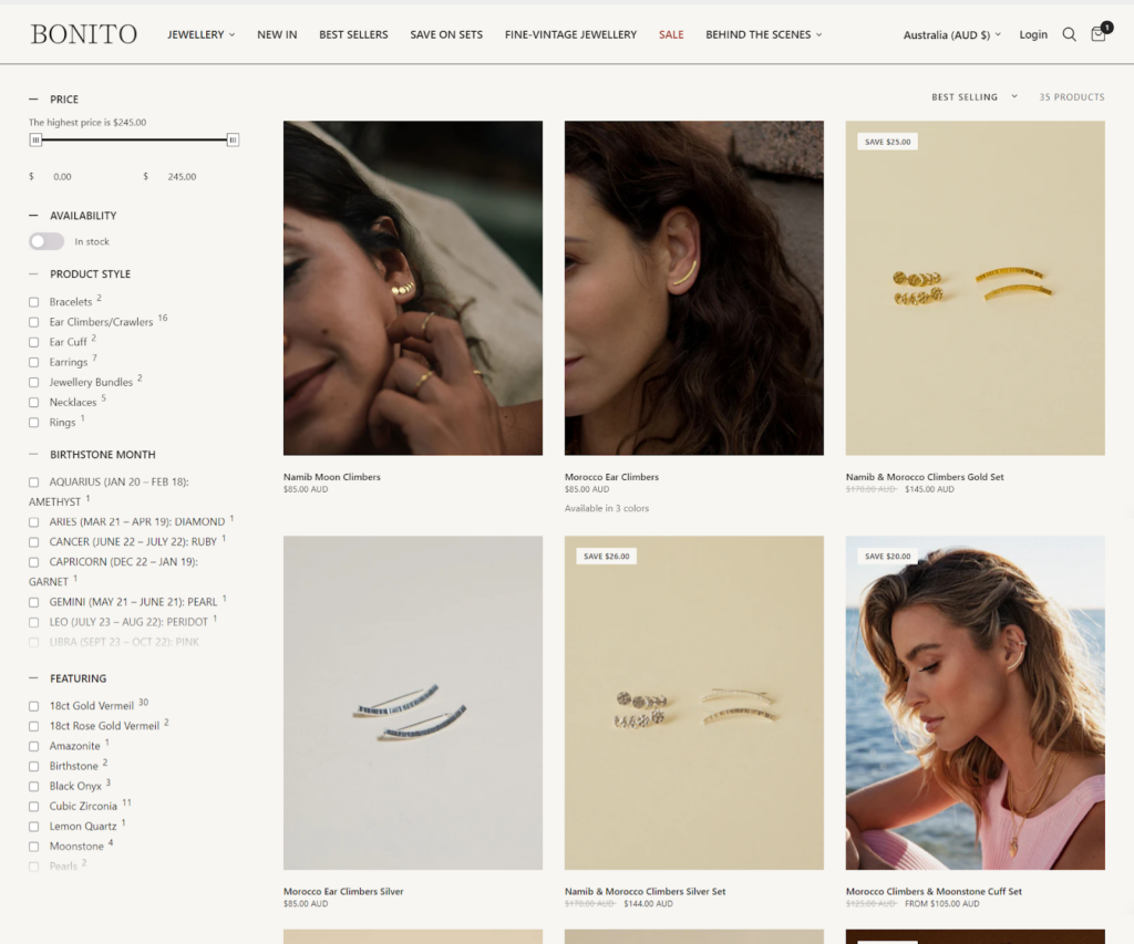 Bonito Jewelry Collection pages