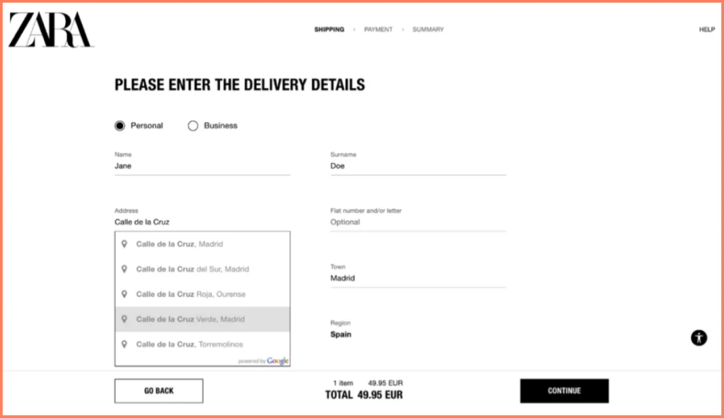 Example of good checkout page for eCommerce websites