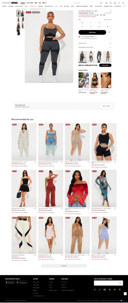 Fashion Nova product page