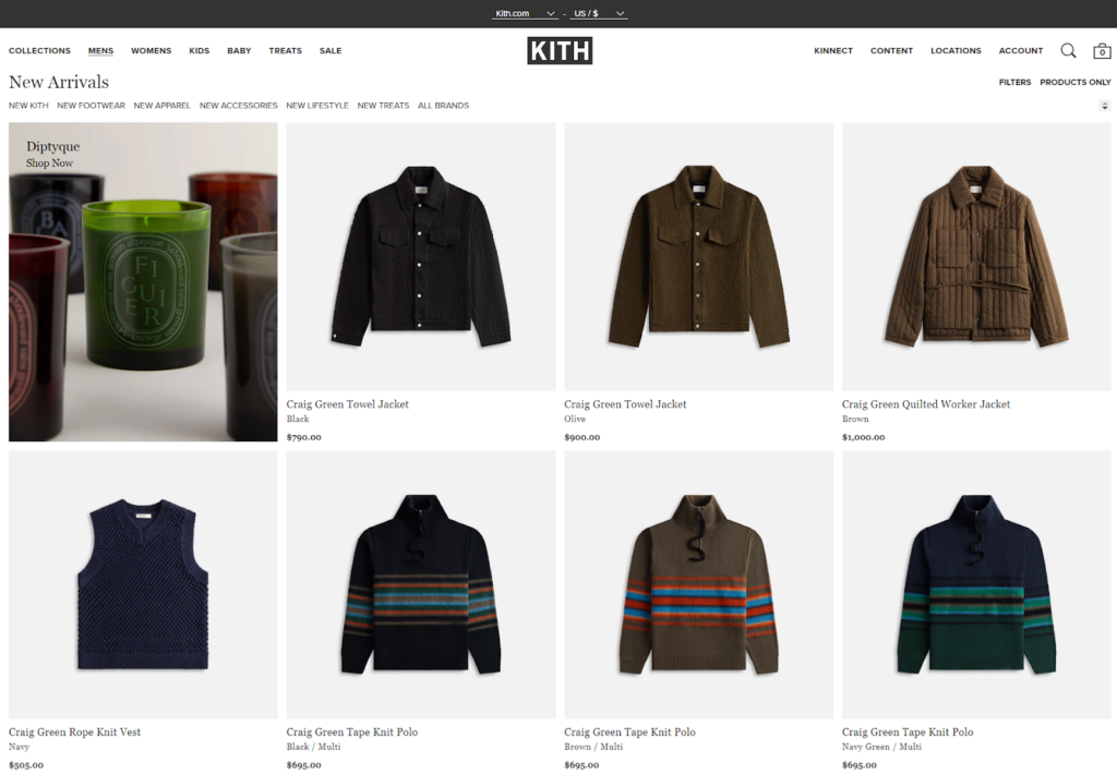 Kith collection page