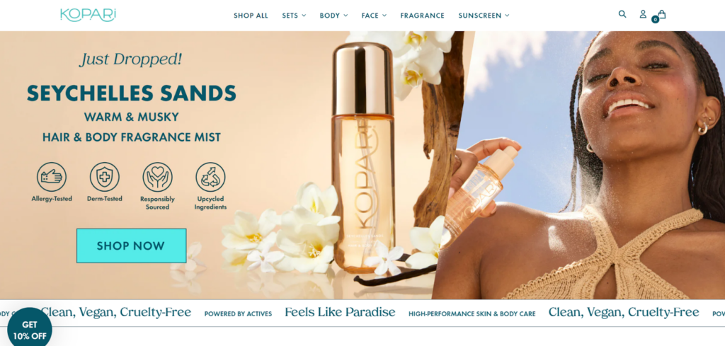 Kopari Beauty website