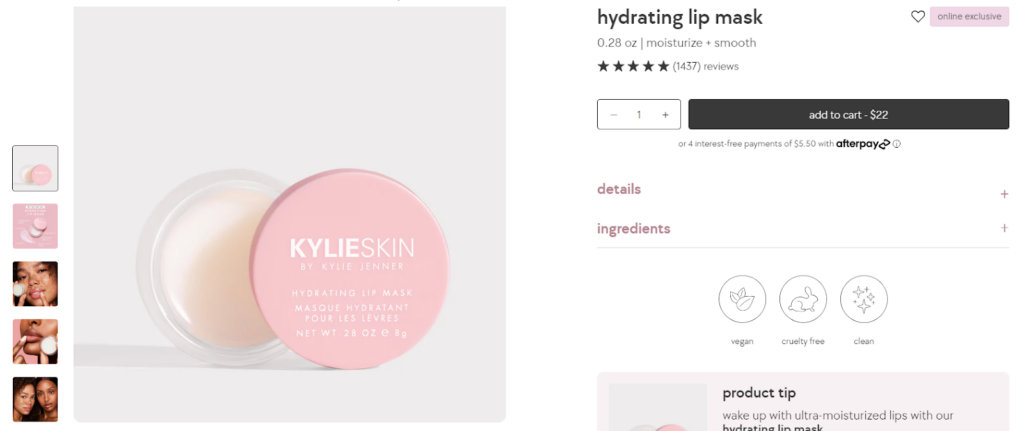 Kylie Cosmetics - Product Pages