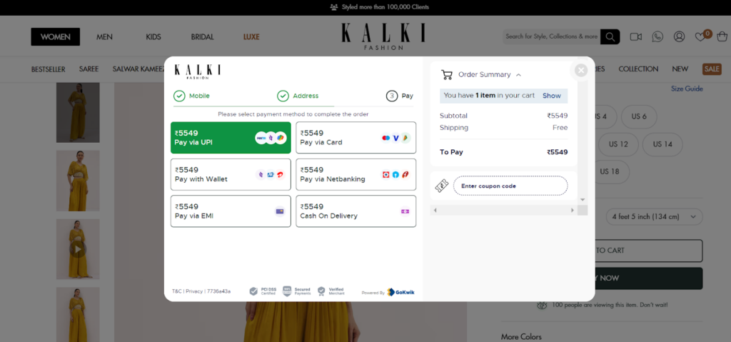 Multiple payment options to reduce shopping cart abandonment