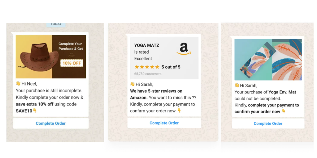 Personalized & Dynamic WhatsApp messages to recover cart abandonment