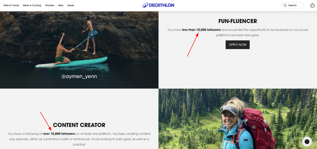 CRO Inspiration from Decathlon — Ambassador Page Criteria