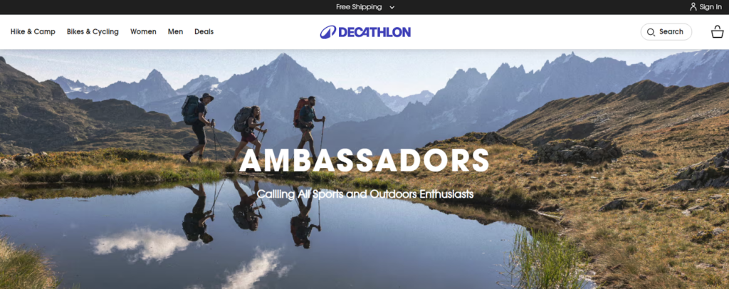 CRO Inspiration from Decathlon — Ambassadors Page