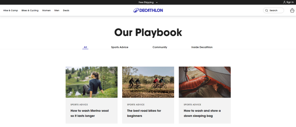 CRO Inspiration from Decathlon — Blog Page