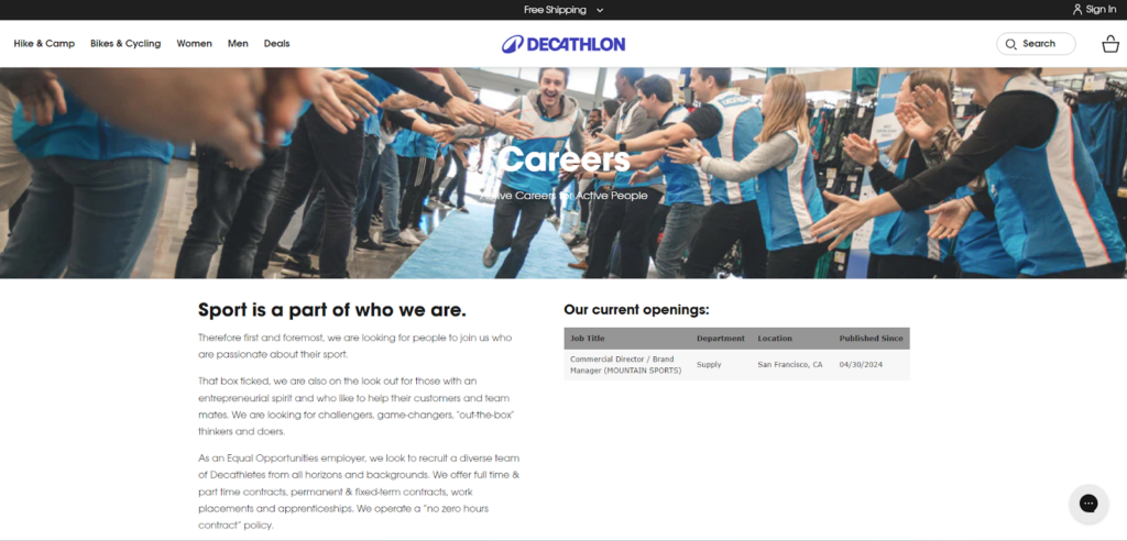 CRO Inspiration from Decathlon — Career Page