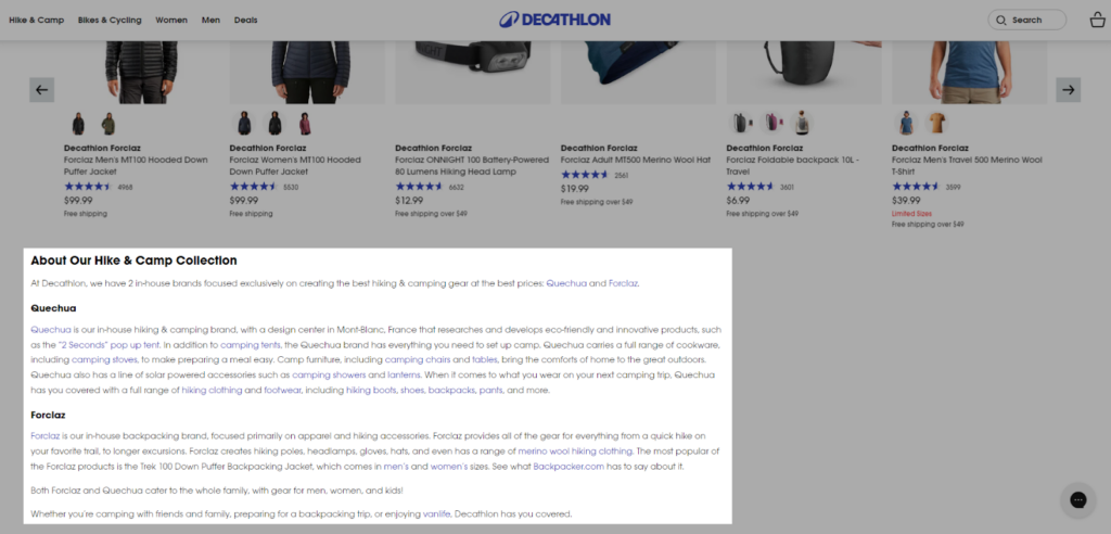 CRO Inspiration from Decathlon — Category Description