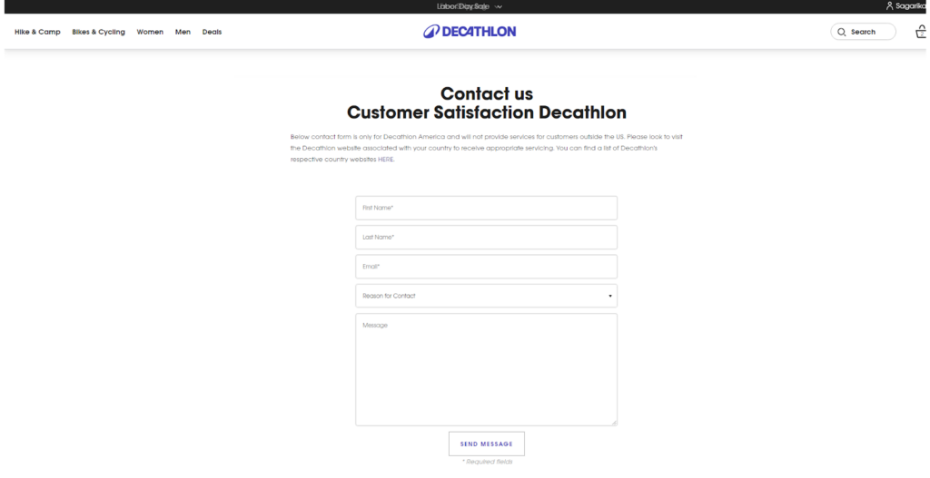 CRO Inspiration from Decathlon — Contact Us Page