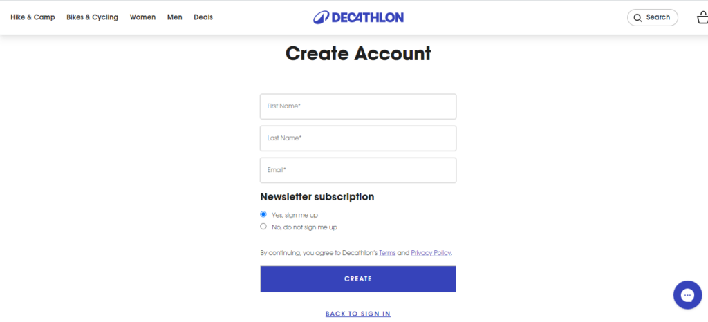 CRO Inspiration from Decathlon — Customer Account Creation & Login