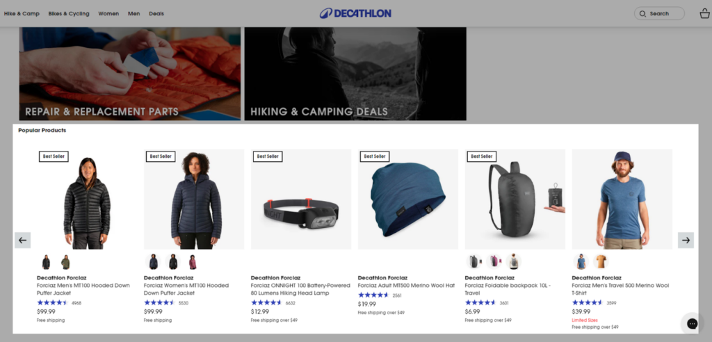 CRO Inspiration from Decathlon — Featured Products