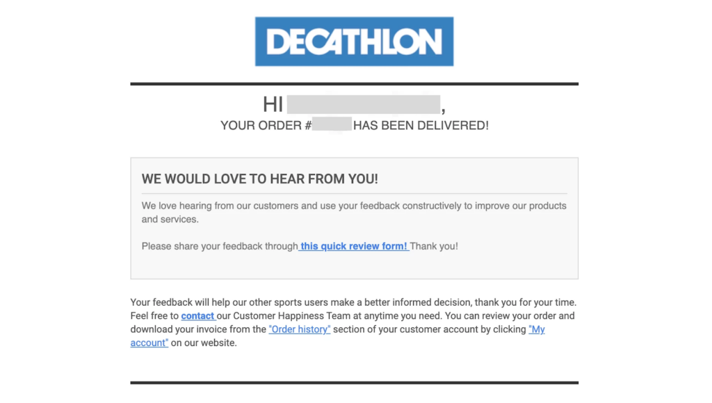 CRO Inspiration from Decathlon — Feedback Page