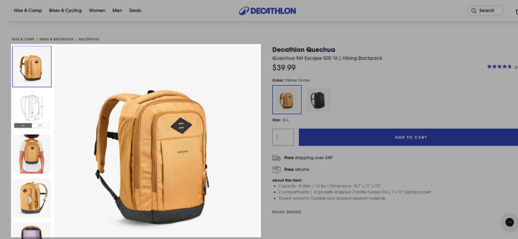 CRO Inspiration from Decathlon — Image Image & Product gallery