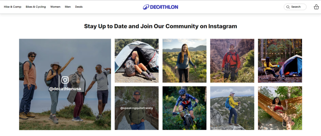 CRO Inspiration from Decathlon — Instagram Community on About Us Page