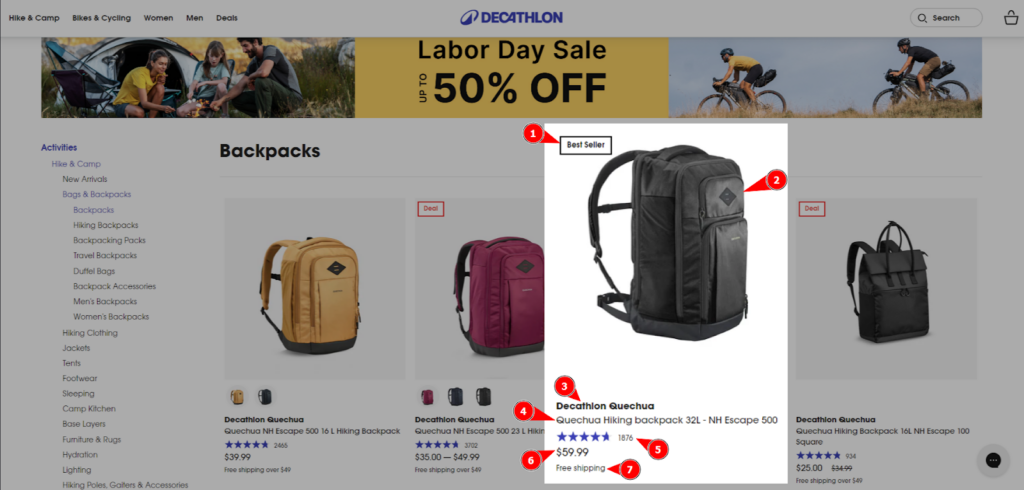 CRO Inspiration from Decathlon — Product Listings