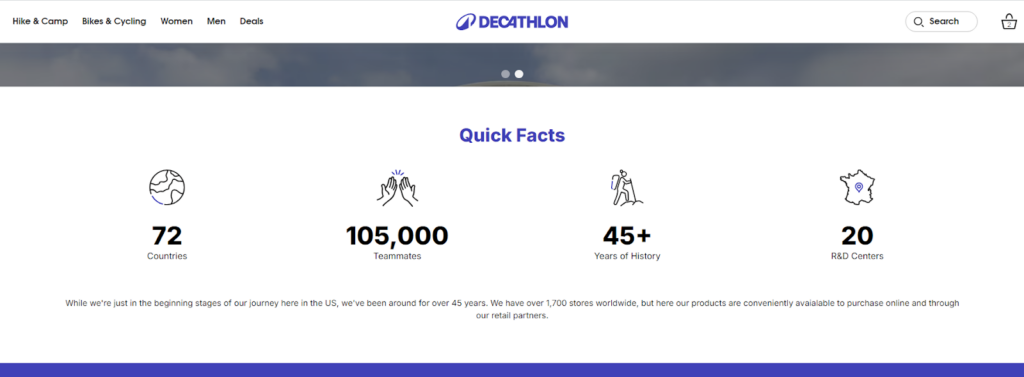 CRO Inspiration from Decathlon — Quick Facts On About Us Page