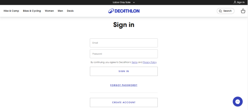 CRO Inspiration from Decathlon — Sign In Page