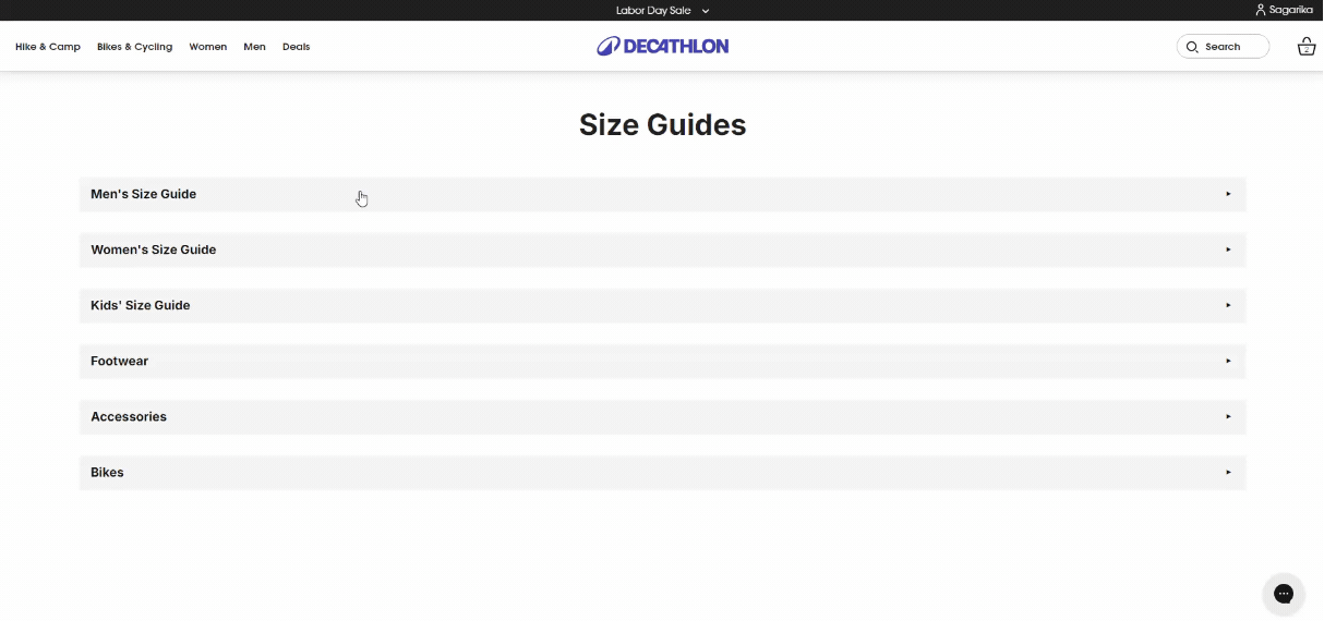 CRO Inspiration from Decathlon — Size Guides