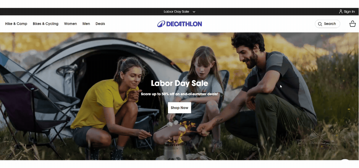 CRO Inspiration from Decathlon — announcement bar