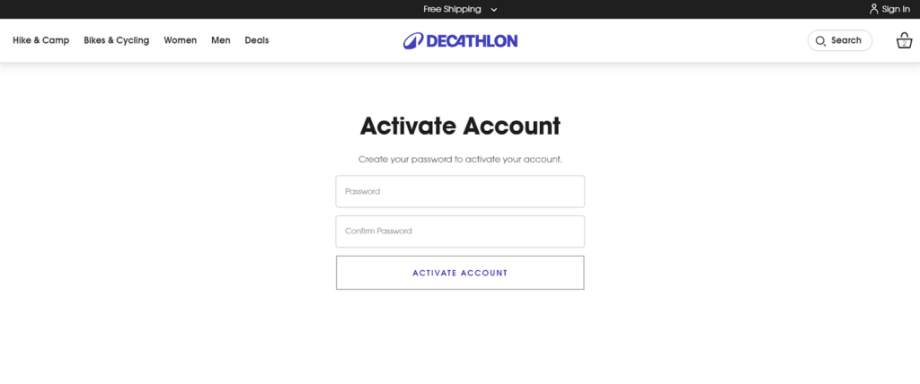 CRO Inspiration from Decathlon —Account Activation Page