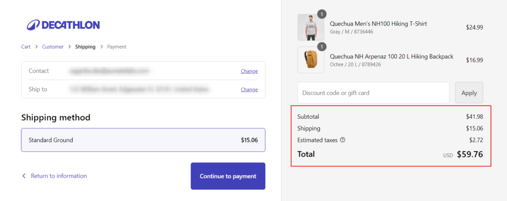 CRO Inspiration from Decathlon —Shipping Methods