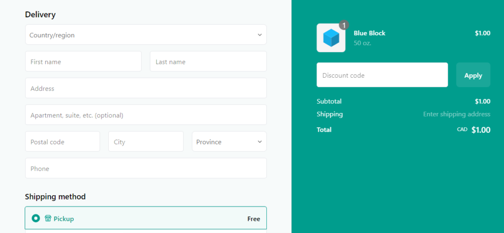 Custom Billing Form Shopify Plus