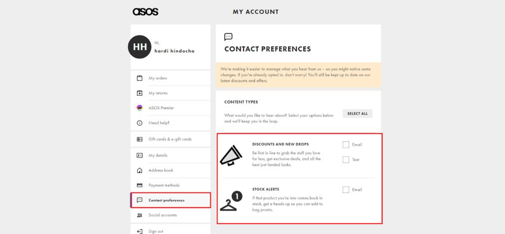 Customer preferences options to improve customer retention rate