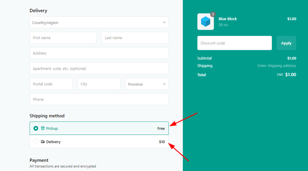 Delivery Method Customization