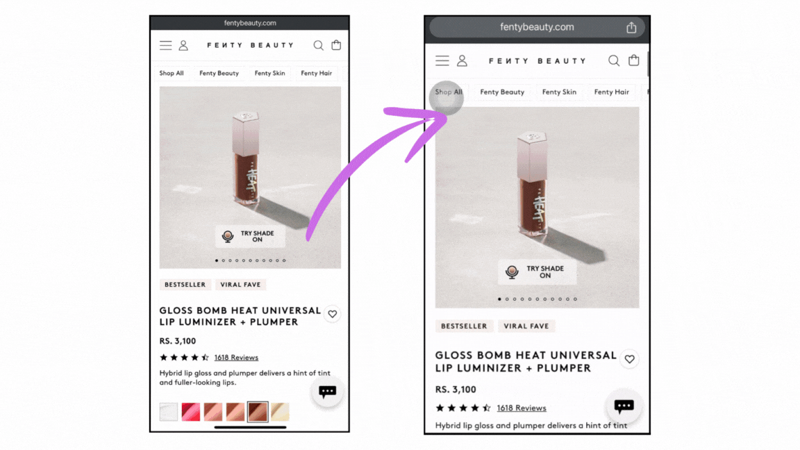 Example of AR VR Funcation in an eCommerce store