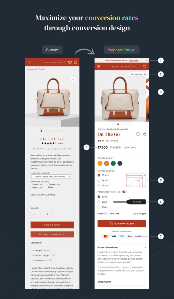 Perfect example of a product page design for increased mobile eCommerce conversion