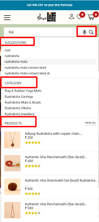 Predictive and auto-suggestion functionality for an eCommerce store