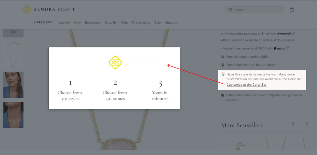 Kendra Scott - customization feature