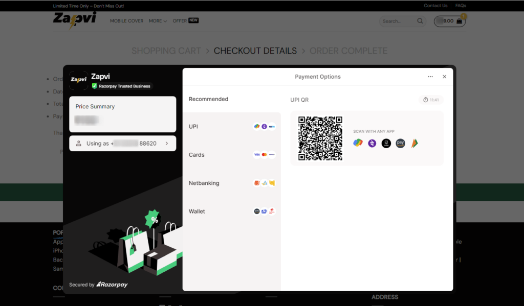 Payment QR code for desktop shoppers