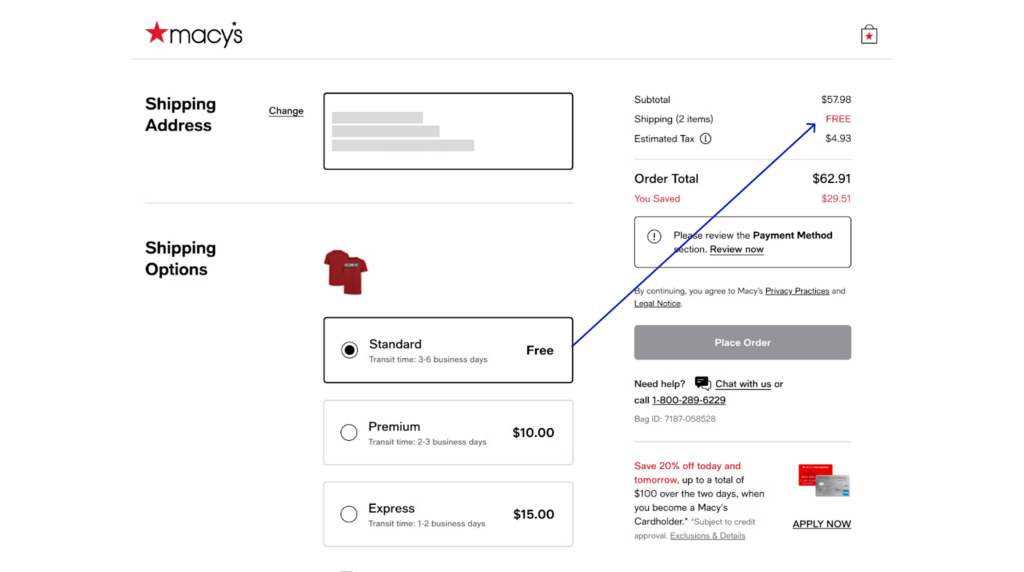 Shipping Method - Macys