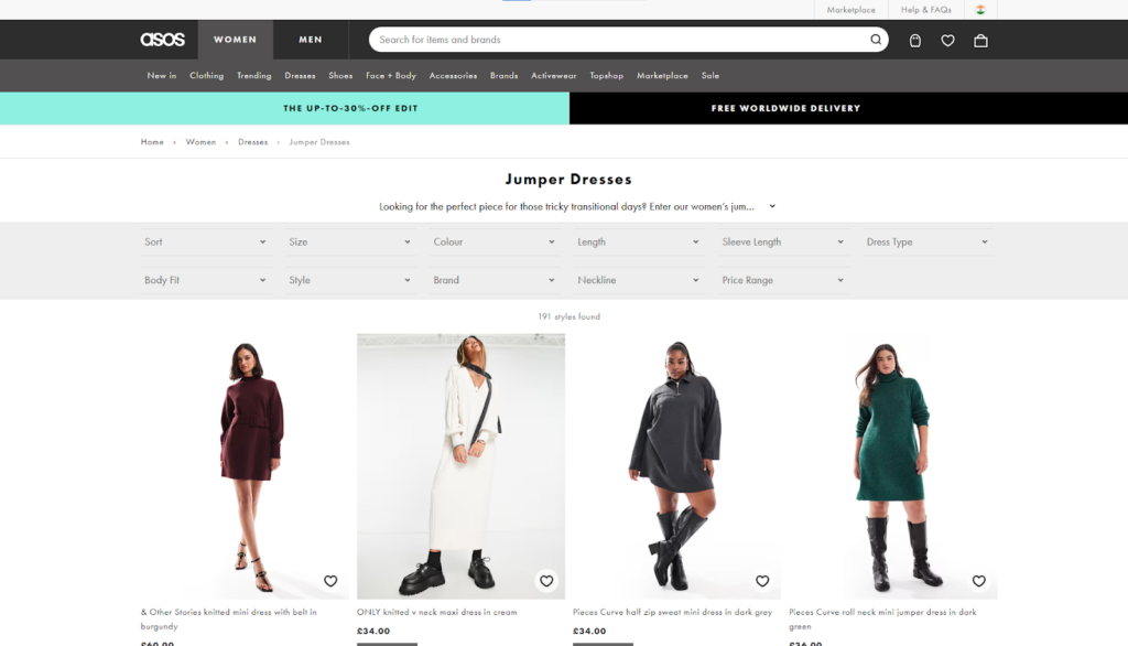 ASOS — Fashion eCommerce Examples