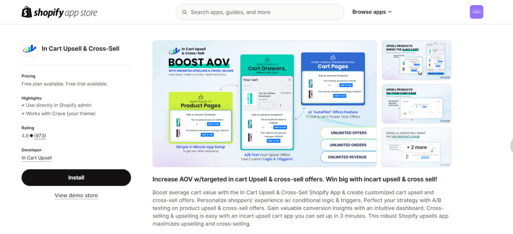 Best Upselling Shopify Apps - In-Cart Upsell & Cross‑Sell