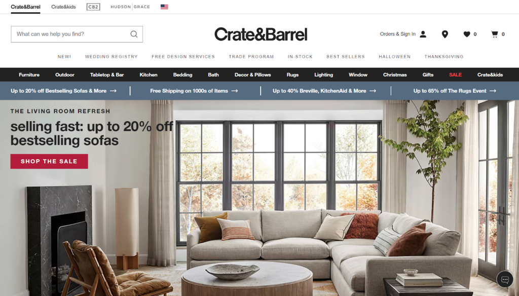 Crate&Barrel’s homepage