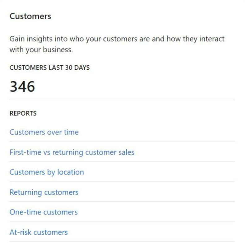 Customers Report of a Shopify Store From Shopify Analytics