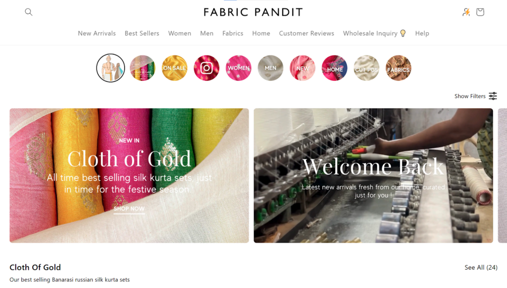 Fabric Pandit — Fashion eCommerce Examples