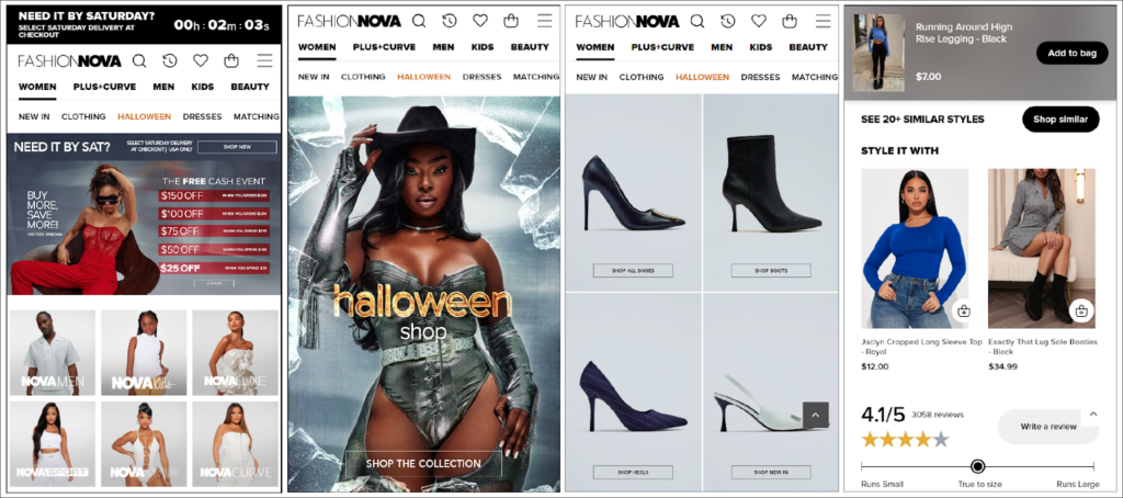 Fashion Nova – Conversion-focused user interface