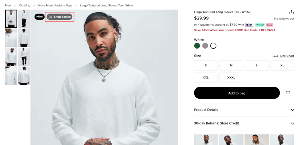 Fashion Nova – Shop similar feature