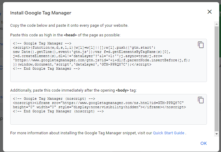 GTM Code to Add on the Magento Store