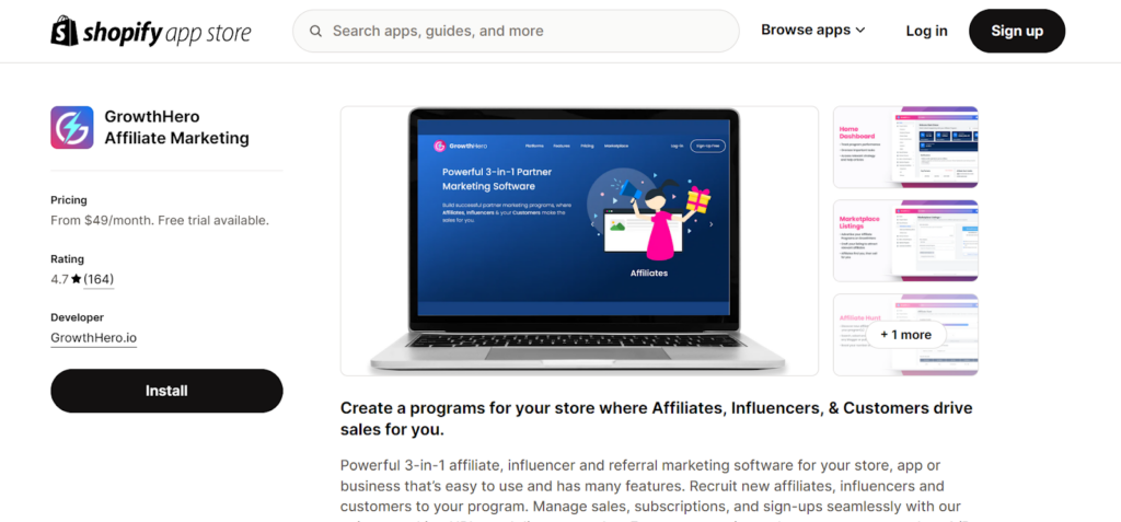 GrowthHero Affiliate Marketing App