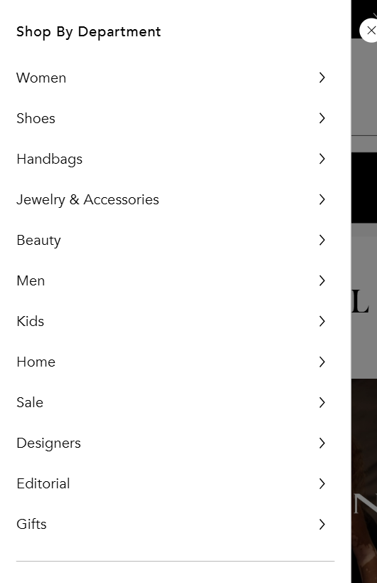 Navigation Menu on an eCommerce Store for Quick Browsing