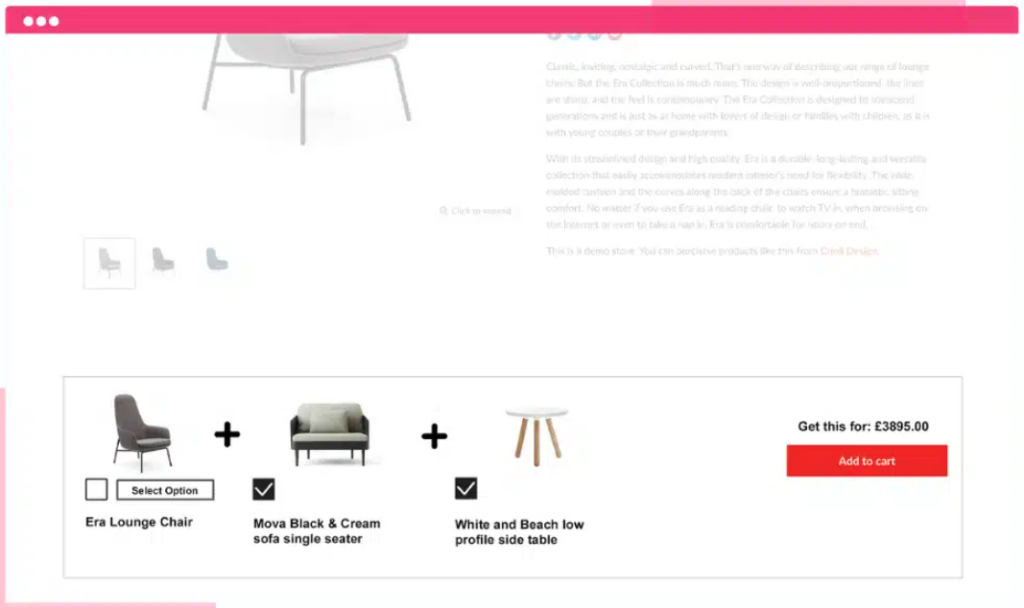 Product bundling of furniture via 3D visualization