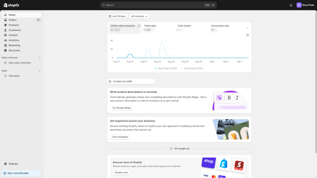 Shopify Dashboard